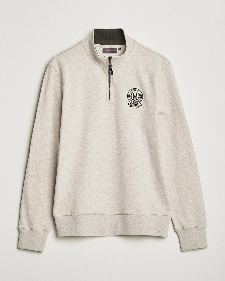 Hombres | Jerséis y prendas de punto | Morris | Dante Half Zip Sweatshirt Khaki