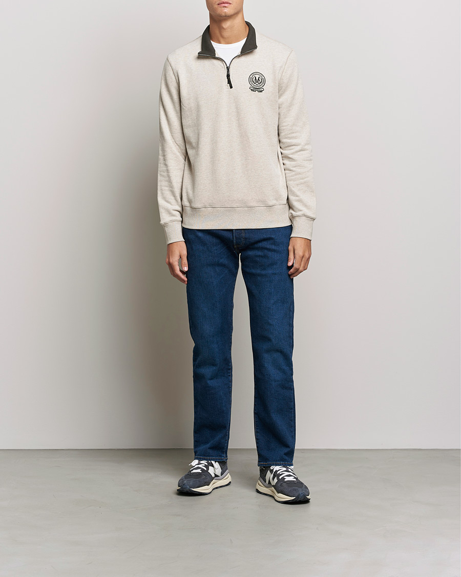 Hombres | Jerséis y prendas de punto | Morris | Dante Half Zip Sweatshirt Khaki