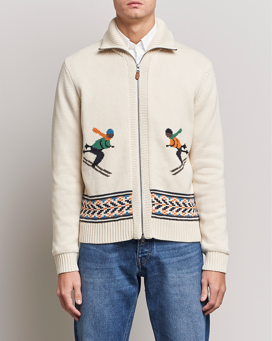 Hombres | Jerséis y prendas de punto | Morris | Clyde Full Zip Cardigan Off White