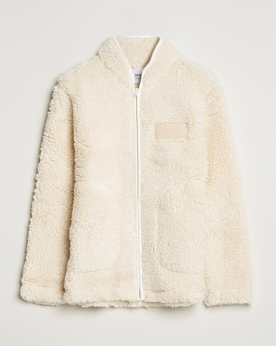 Hombres | Jerséis y prendas de punto | NN07 | Morten Fleece Full Zip Ecru