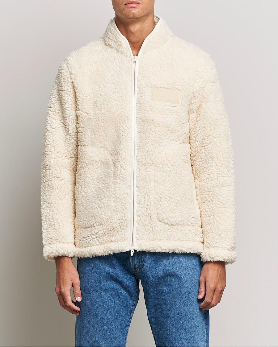 Hombres | Jerséis y prendas de punto | NN07 | Morten Fleece Full Zip Ecru