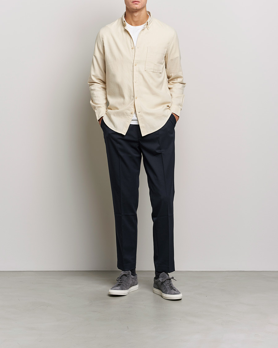 Hombres | Camisas | NN07 | Arne Brushed Flannel Shirt Ecru