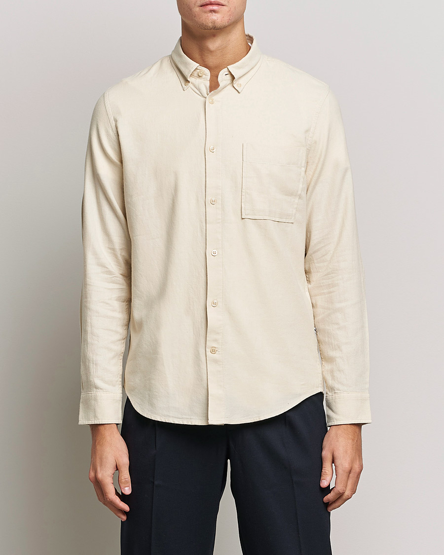 Hombres | Camisas | NN07 | Arne Brushed Flannel Shirt Ecru