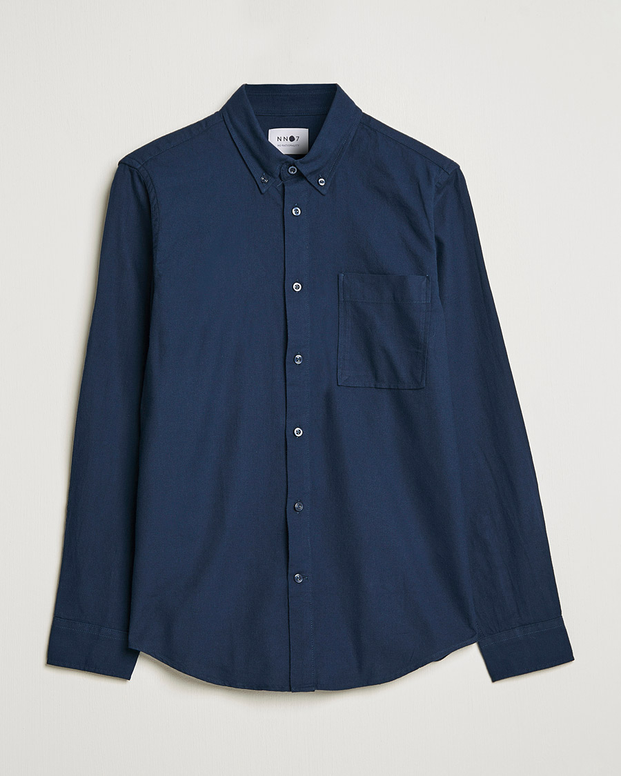 Hombres | Camisas | NN07 | Arne Brushed Flannel Shirt Navy Blue