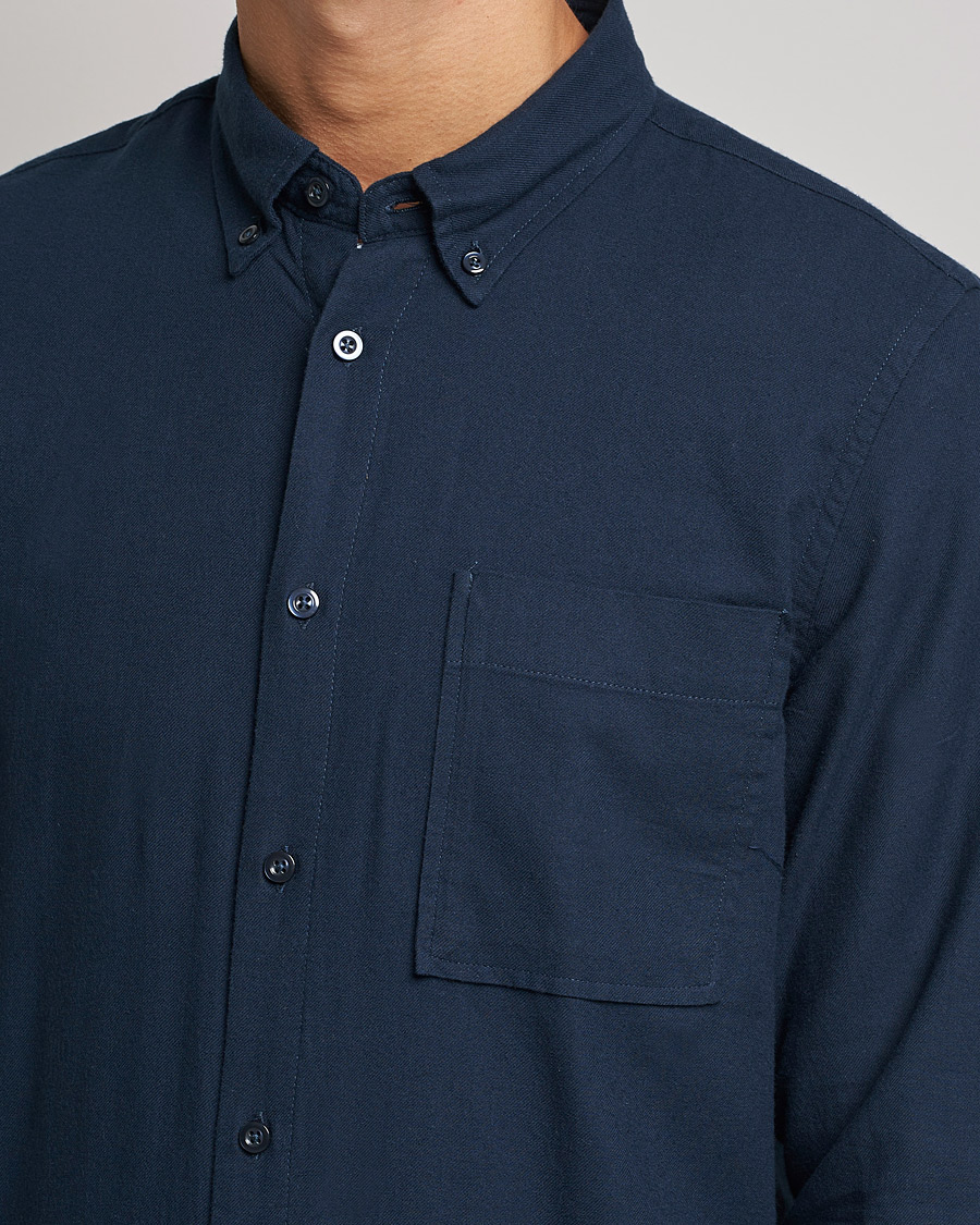 Hombres | Camisas | NN07 | Arne Brushed Flannel Shirt Navy Blue
