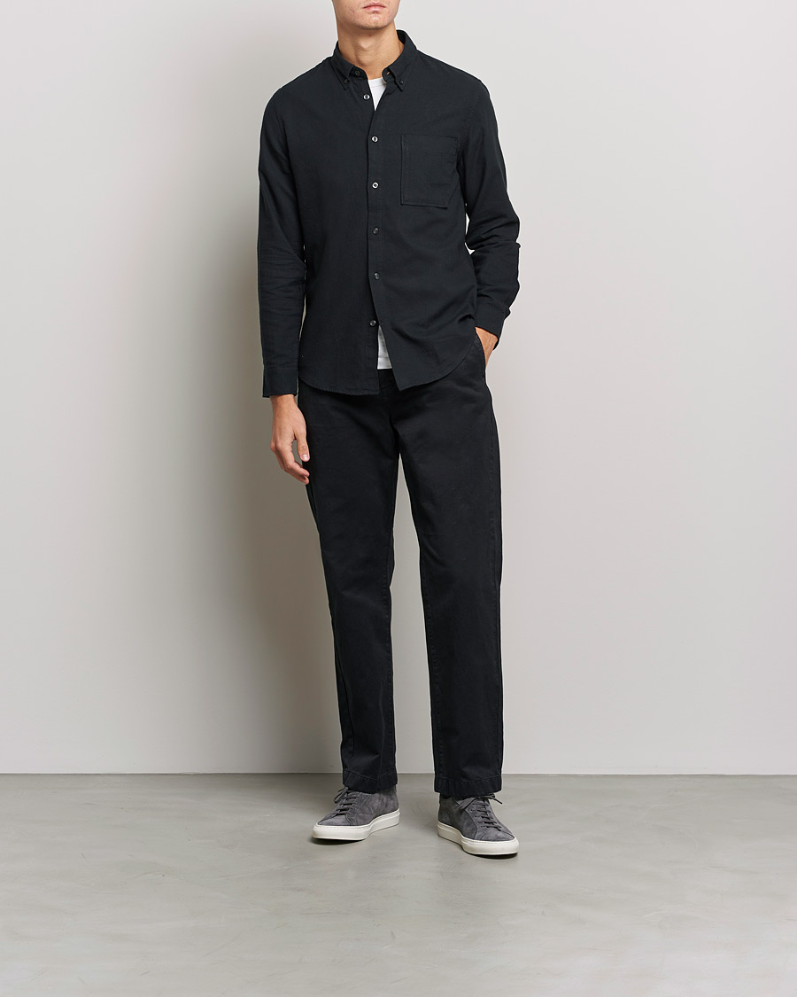 Hombres | Camisas | NN07 | Arne Brushed Flannel Shirt Black