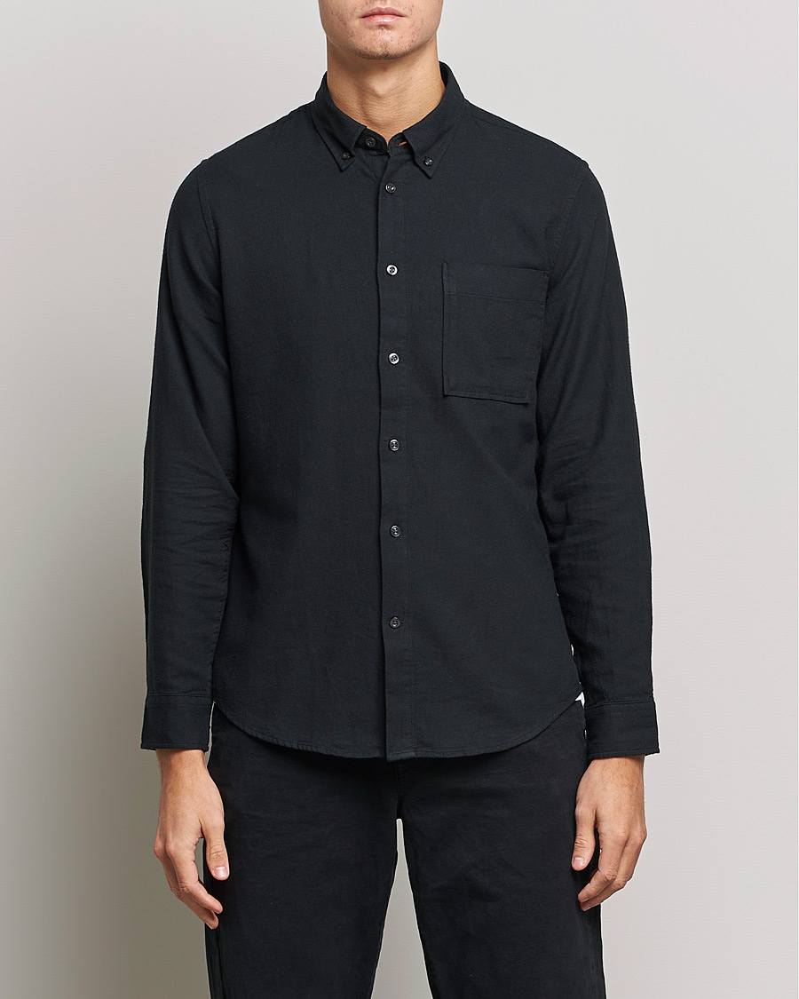 Hombres | Camisas | NN07 | Arne Brushed Flannel Shirt Black