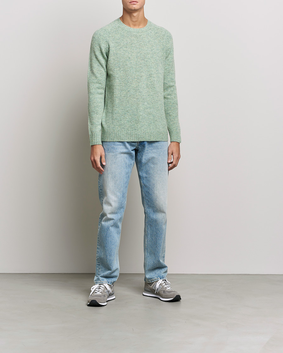 Hombres | Jerséis y prendas de punto | NN07 | Nathan Brushed Crew Neck Dusty Green