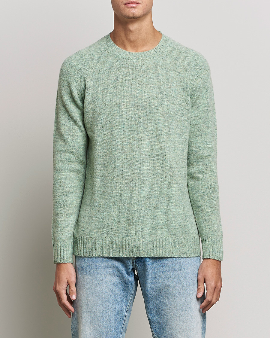 Hombres | Jerséis y prendas de punto | NN07 | Nathan Brushed Crew Neck Dusty Green