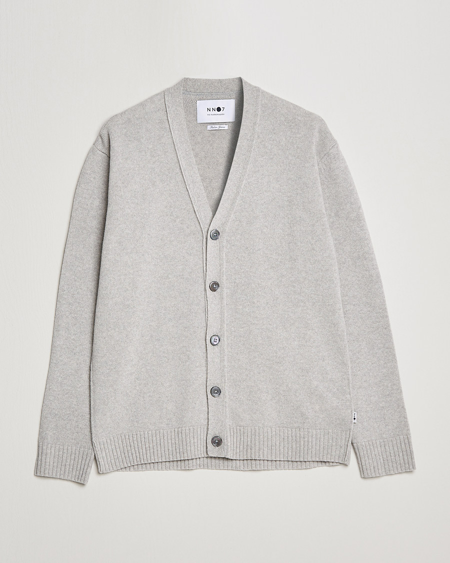 Hombres | Jerséis y prendas de punto | NN07 | Bjorn Lambswool Cardigan Light Grey Melange