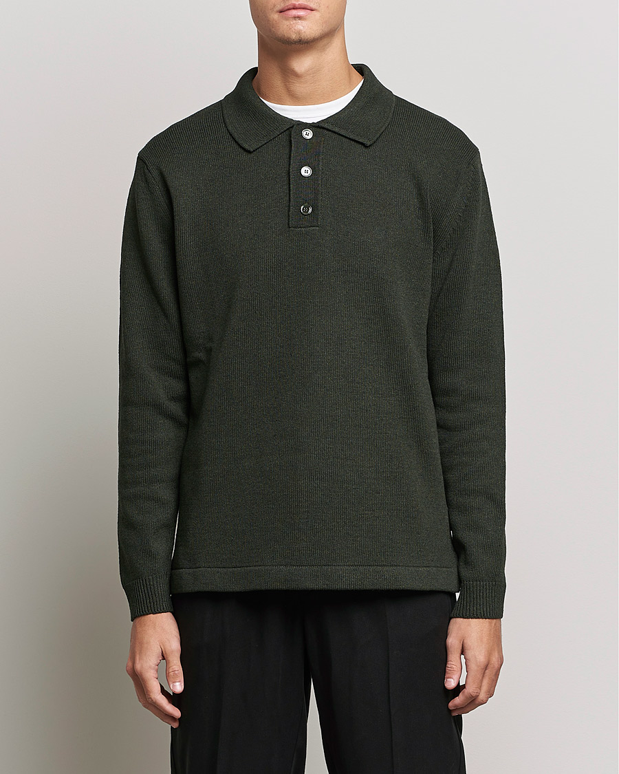 Hombres | Jerséis y prendas de punto | NN07 | Vito Knitted Polo Dark Green