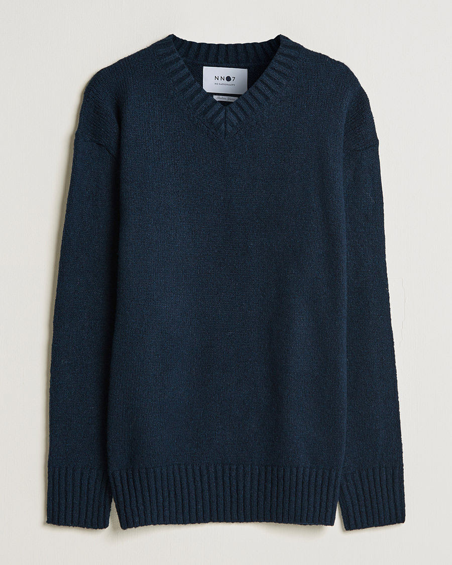Hombres | Jerséis y prendas de punto | NN07 | Grayson Knitted V-Neck Sweater Navy