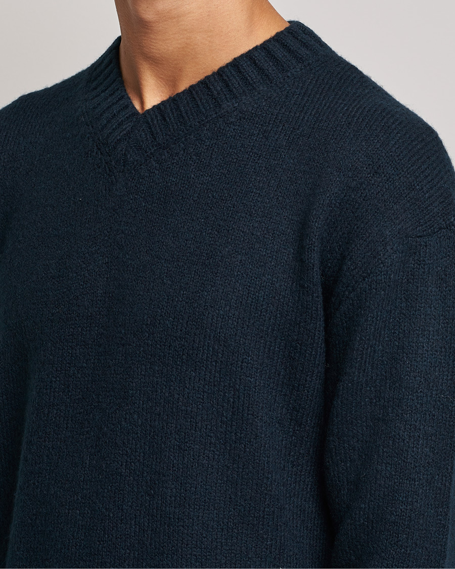 Hombres | Jerséis y prendas de punto | NN07 | Grayson Knitted V-Neck Sweater Navy