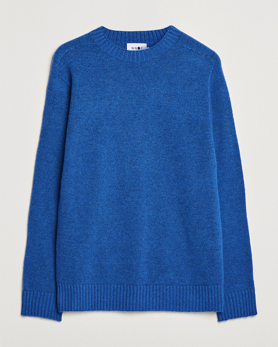 Hombres | Jerséis y prendas de punto | NN07 | Nathan Brushed Wool Knitted Sweater Cobolt Blue