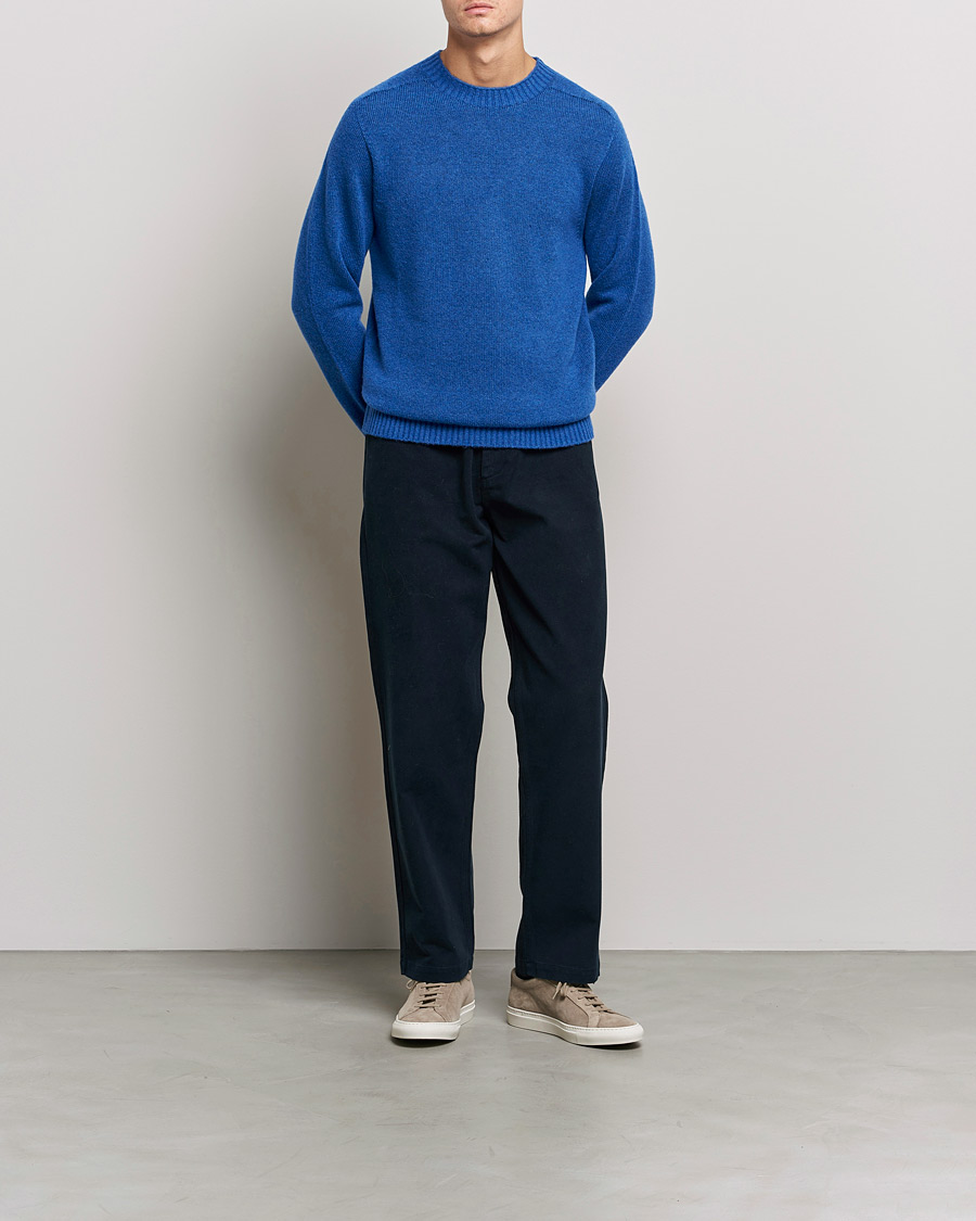 Hombres | Jerséis y prendas de punto | NN07 | Nathan Brushed Wool Knitted Sweater Cobolt Blue
