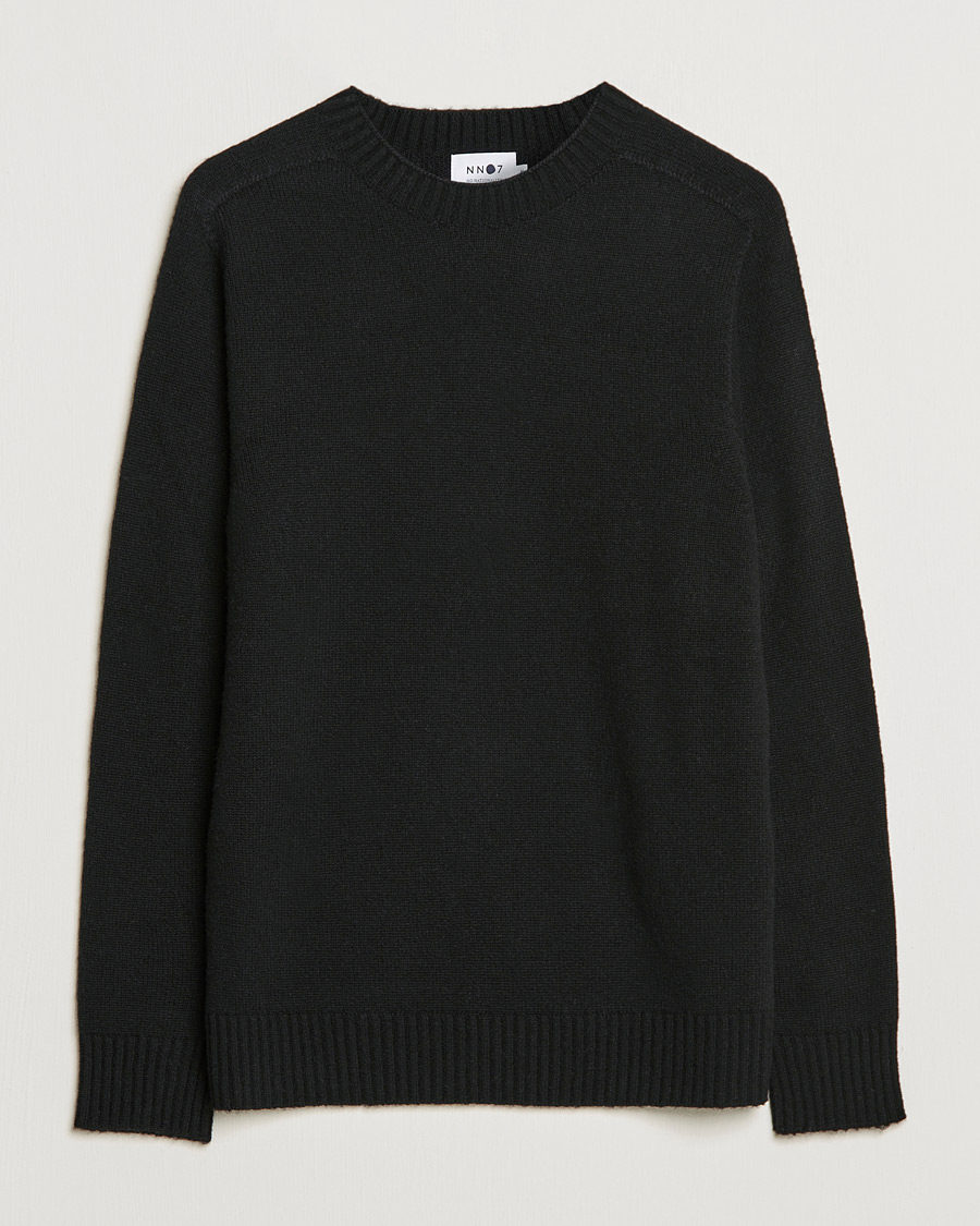 Hombres | Jerséis y prendas de punto | NN07 | Nathan Brushed Wool Knitted Sweater Black