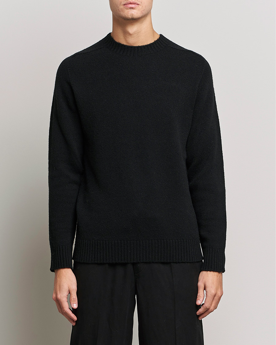 Hombres | Jerséis y prendas de punto | NN07 | Nathan Brushed Wool Knitted Sweater Black