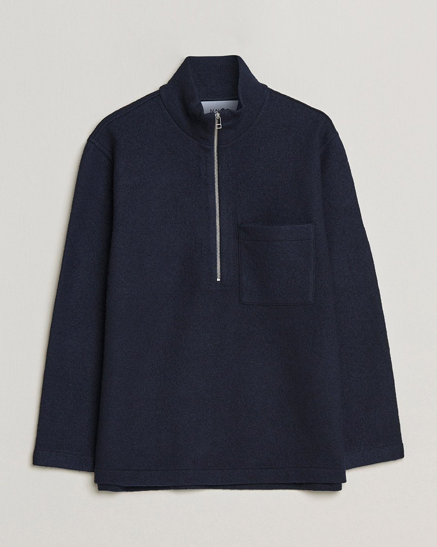 Hombres | Jerséis y prendas de punto | NN07 | Anders Boiled Wool Half Zip Navy