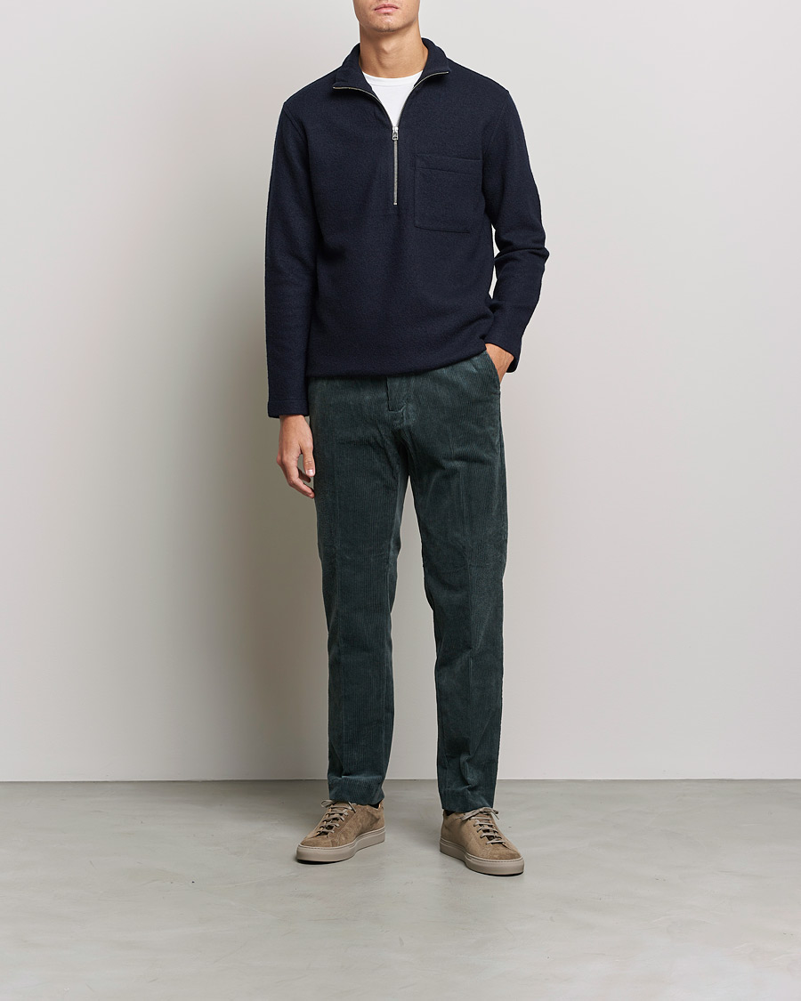Hombres | Jerséis y prendas de punto | NN07 | Anders Boiled Wool Half Zip Navy