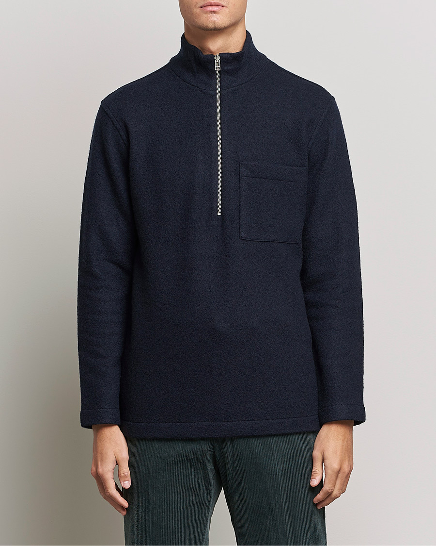 Hombres | Jerséis y prendas de punto | NN07 | Anders Boiled Wool Half Zip Navy