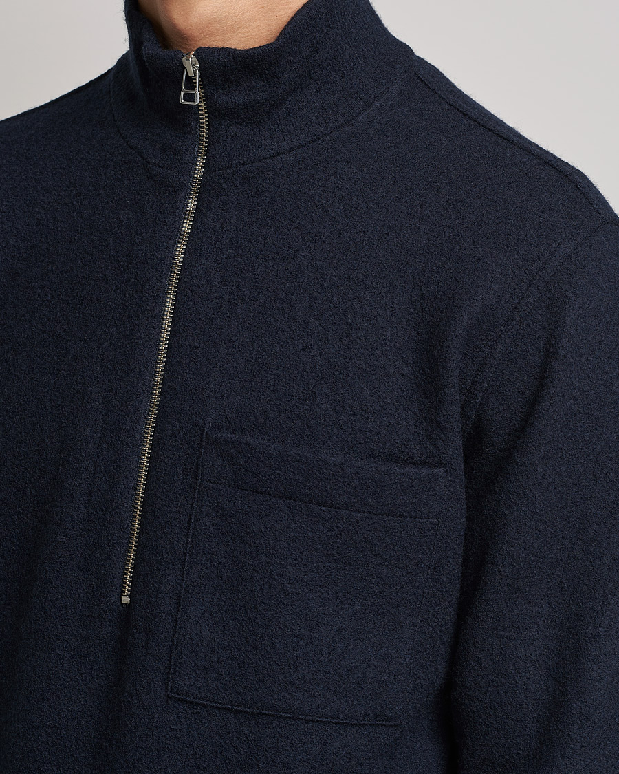 Hombres | Jerséis y prendas de punto | NN07 | Anders Boiled Wool Half Zip Navy