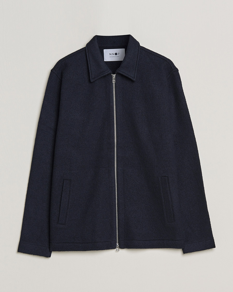 Hombres | Jerséis y prendas de punto | NN07 | Ivan Boiled Wool Full Zip Navy