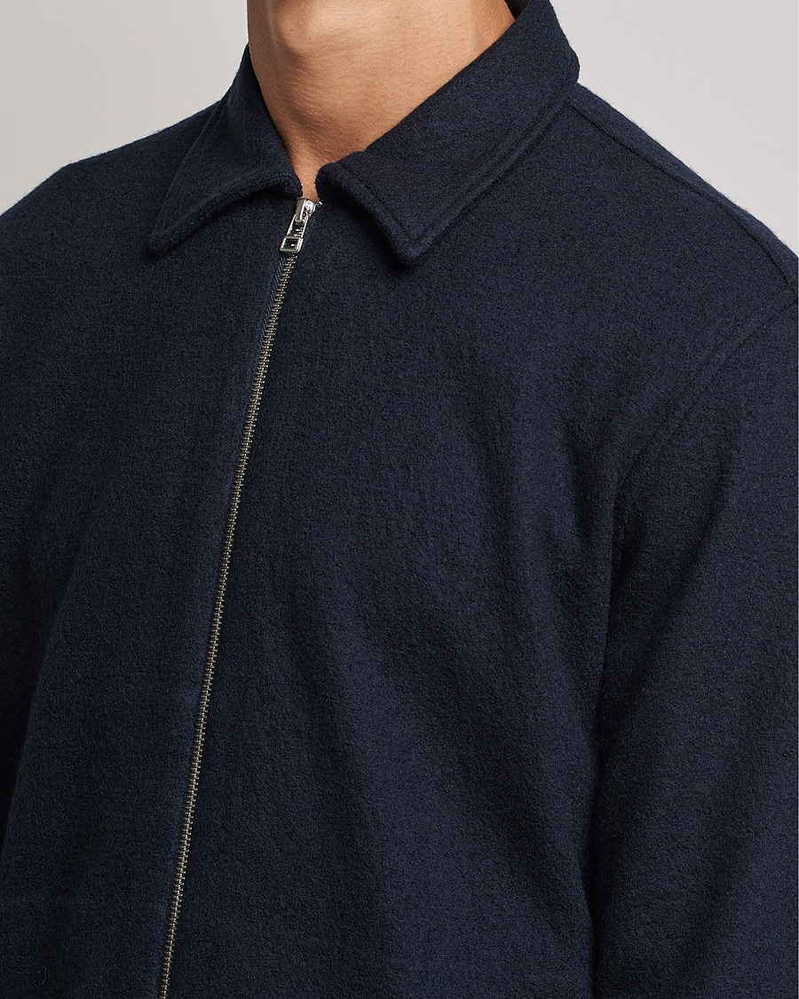 Hombres | Jerséis y prendas de punto | NN07 | Ivan Boiled Wool Full Zip Navy
