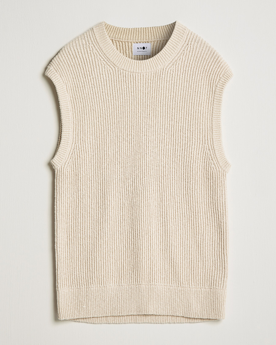 Hombres | Jerséis y prendas de punto | NN07 | Jesse Ribbed Knited Vest Ecru