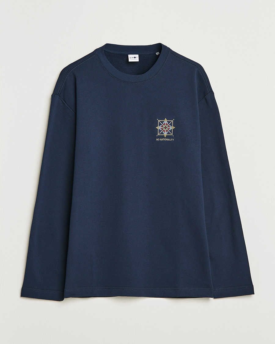 Hombres | Camisetas | NN07 | Alan Heavy Logo Long Sleeve T-Shirt Navy