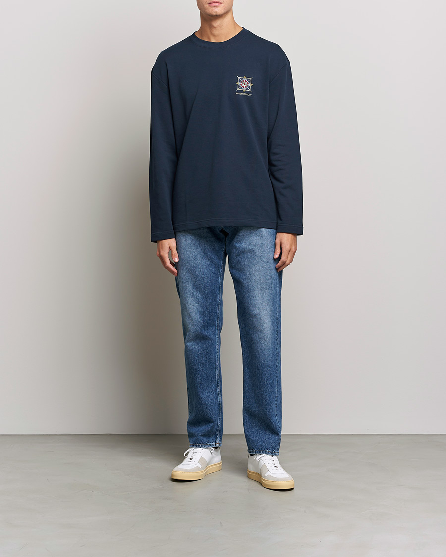 Hombres | Camisetas | NN07 | Alan Heavy Logo Long Sleeve T-Shirt Navy