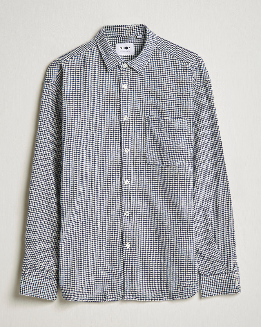 Hombres | Camisas | NN07 | Deon Houndstooth Shirt Blue/White