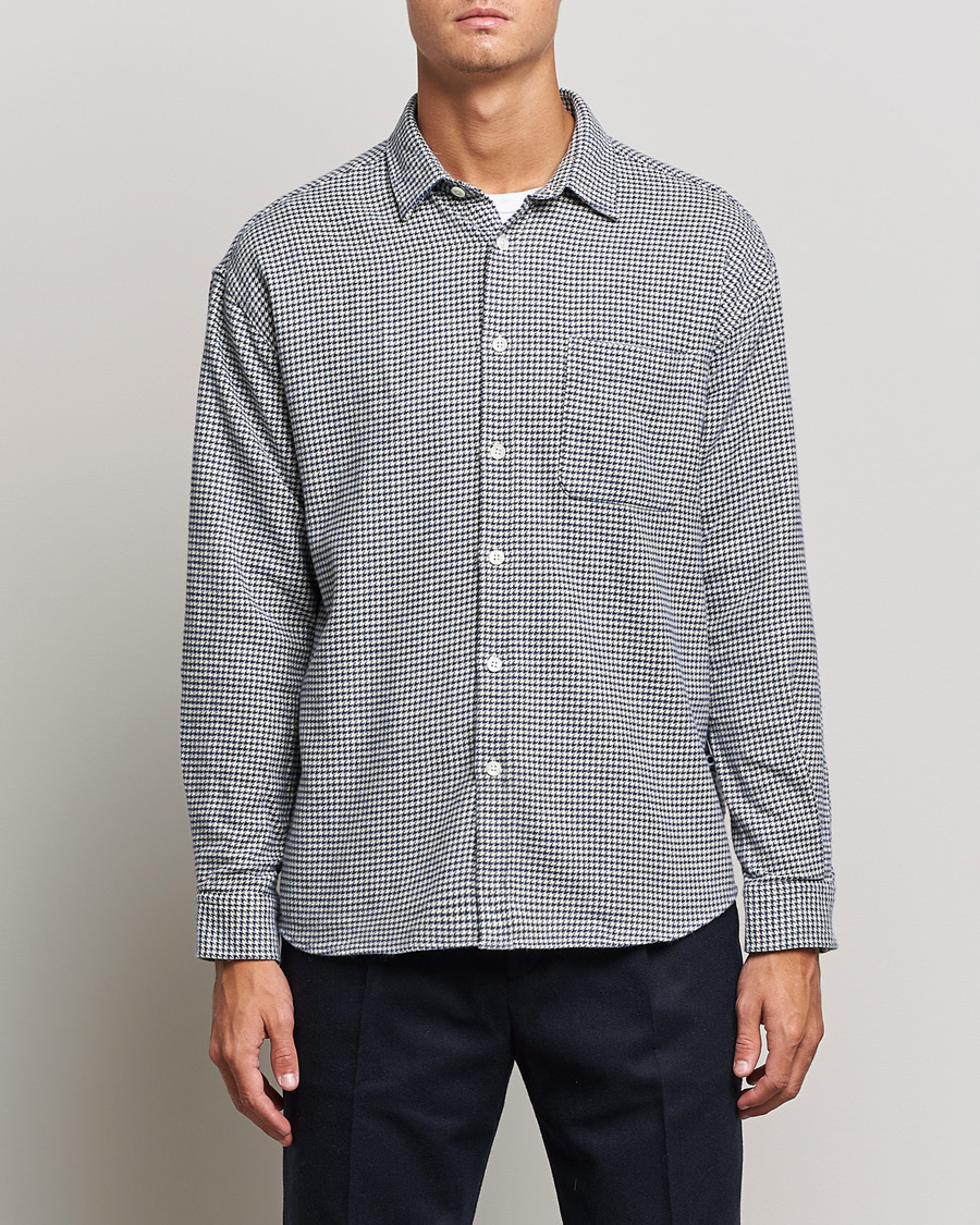 Hombres | Camisas | NN07 | Deon Houndstooth Shirt Blue/White
