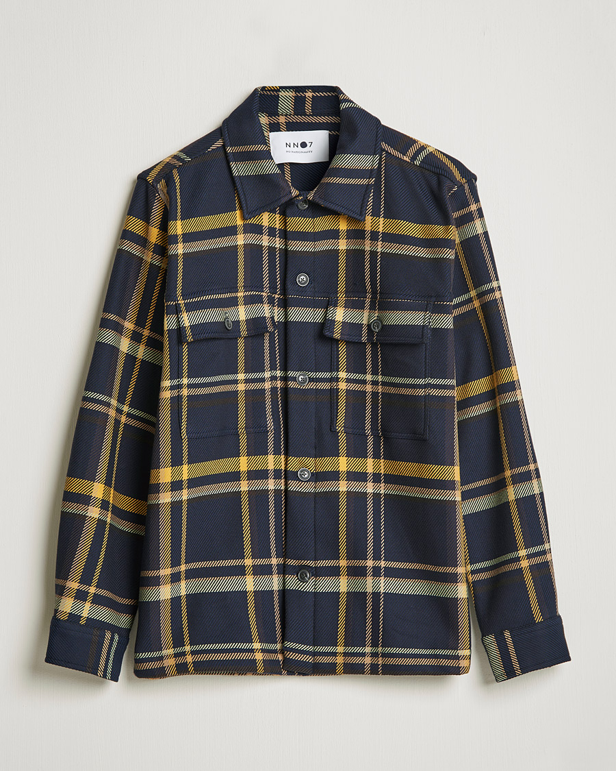 Hombres | Camisas | NN07 | Wilas Checked Overshirt Navy/Yellow
