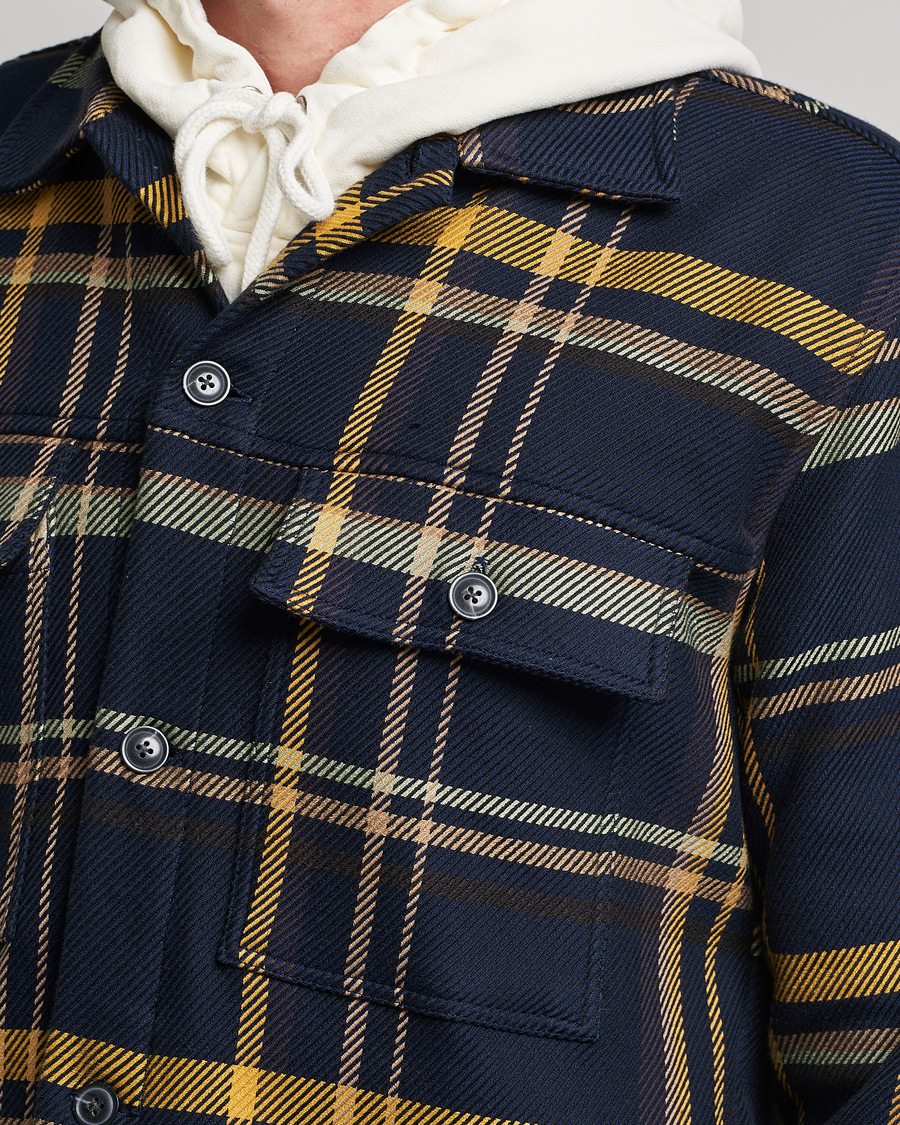Hombres | Camisas | NN07 | Wilas Checked Overshirt Navy/Yellow