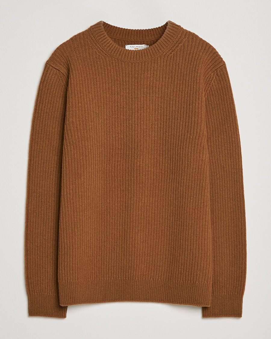 Hombres | Jerséis y prendas de punto | Nudie Jeans | August Wool Rib Knitted Sweater Oak