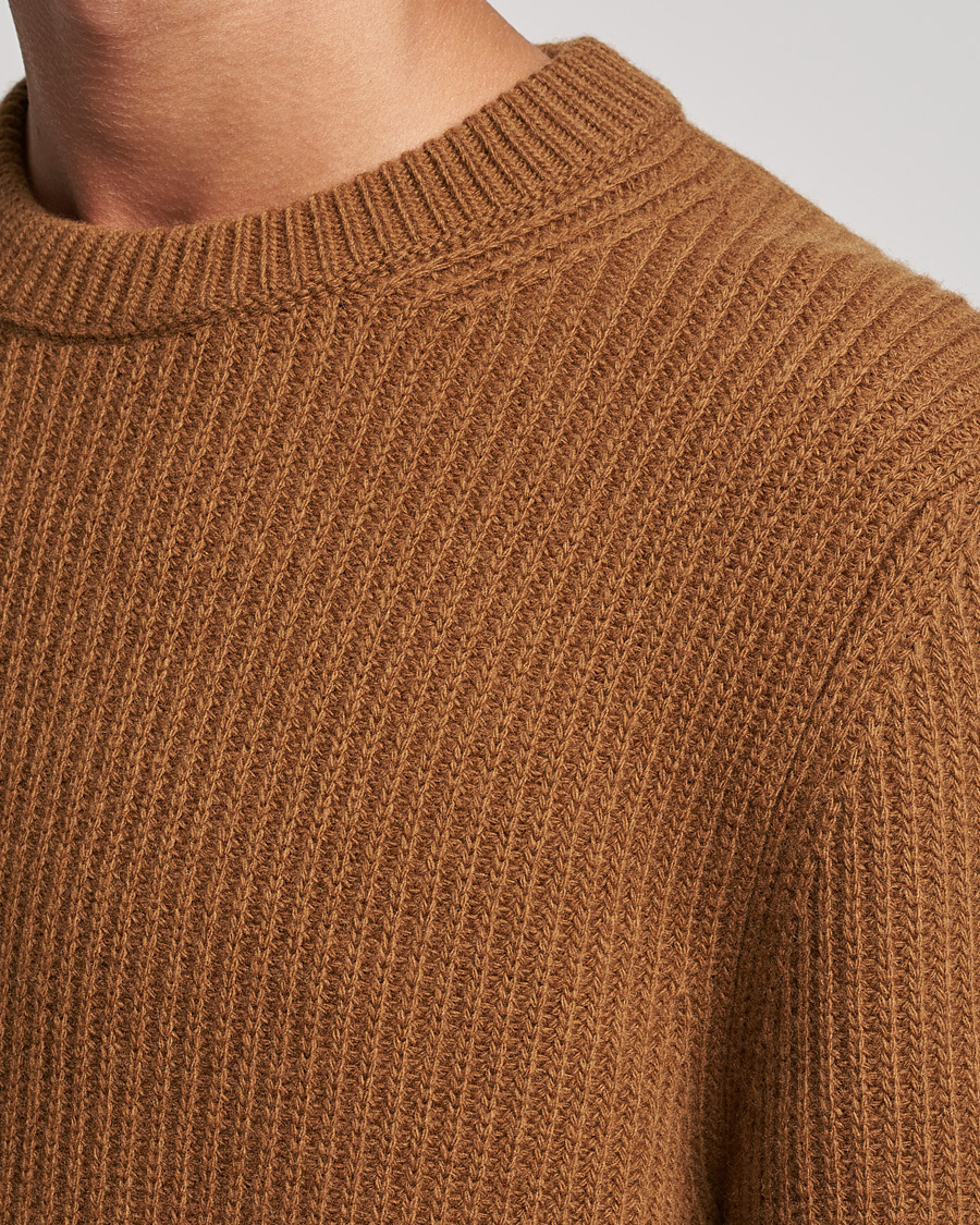Hombres | Jerséis y prendas de punto | Nudie Jeans | August Wool Rib Knitted Sweater Oak