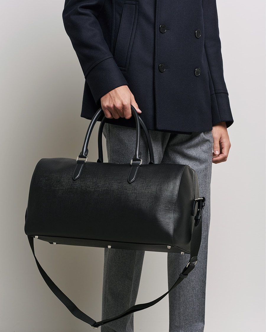 Hombres | Smythson Panama Leather Weekendbag Black | Smythson | Panama Leather Weekendbag Black