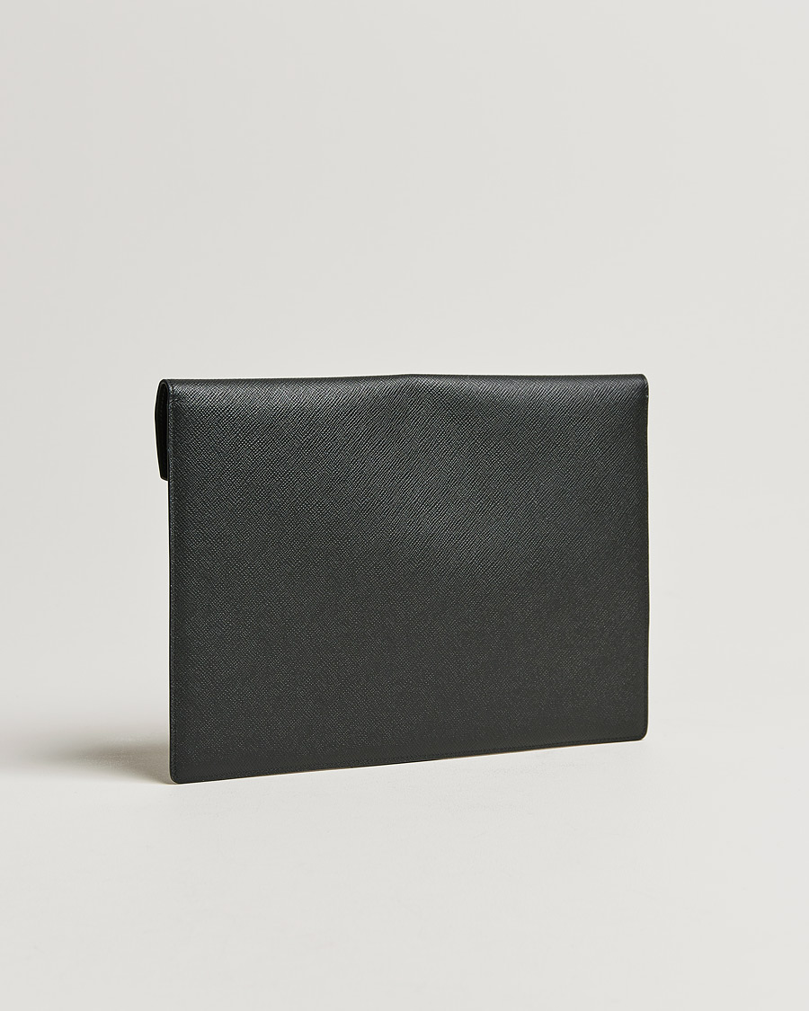 Hombres | Smythson Panama Leather Large Envelope Portfolio Black | Smythson | Panama Leather Large Envelope Portfolio Black