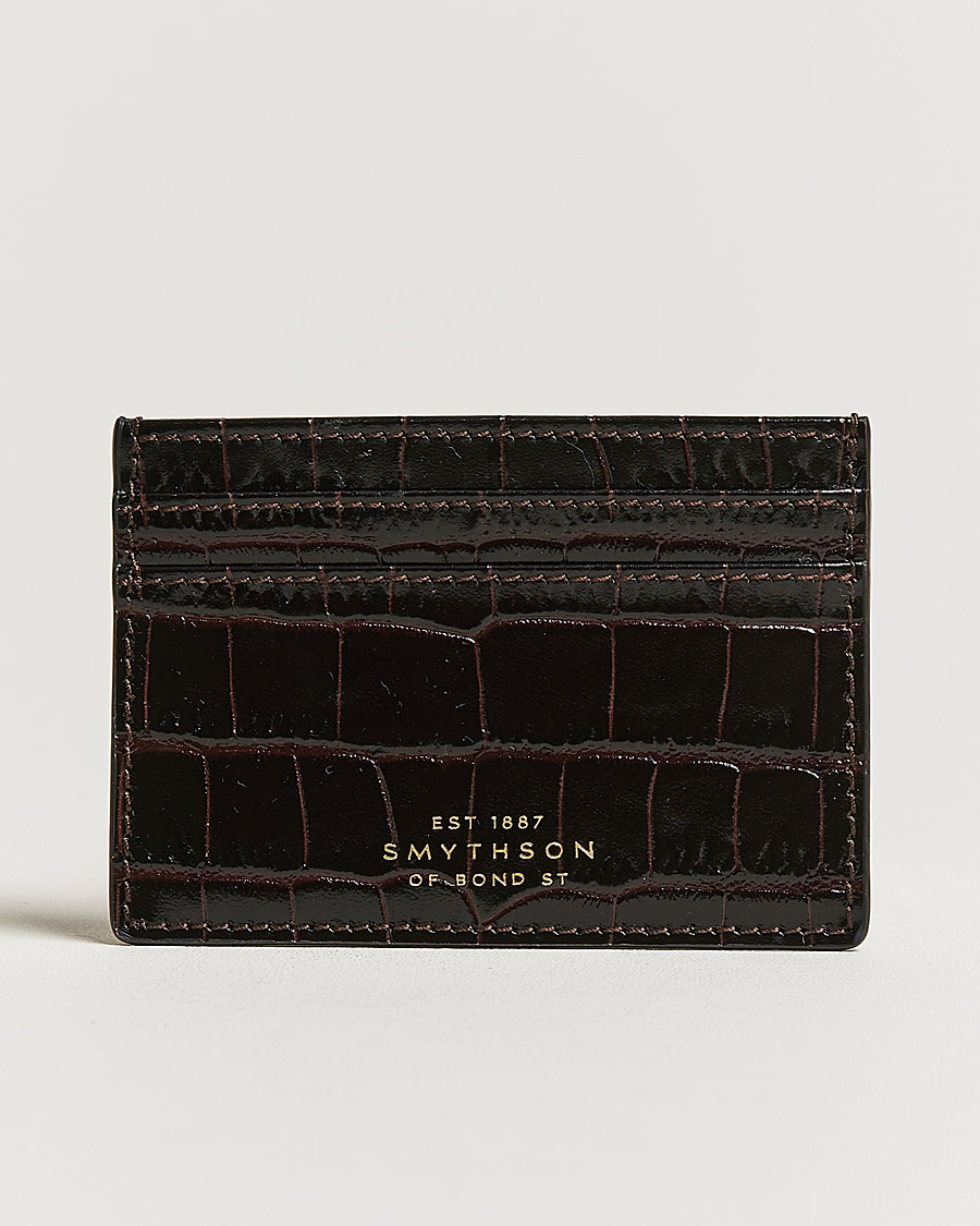 Hombres | Smythson Mara Flat Cardholder Dark Brown | Smythson | Mara Flat Cardholder Dark Brown
