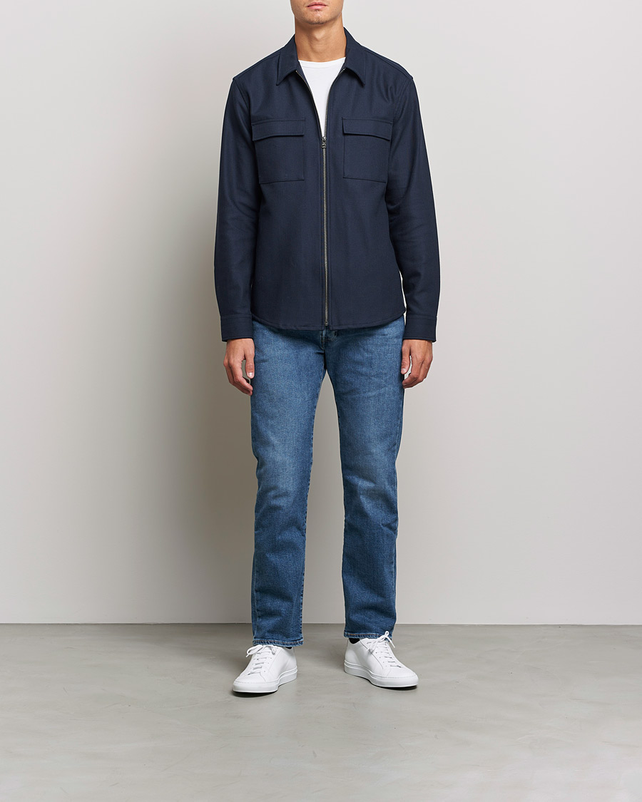 Hombres | Camisas | Tiger of Sweden | Noel P Herringbone Shirt Night Blue