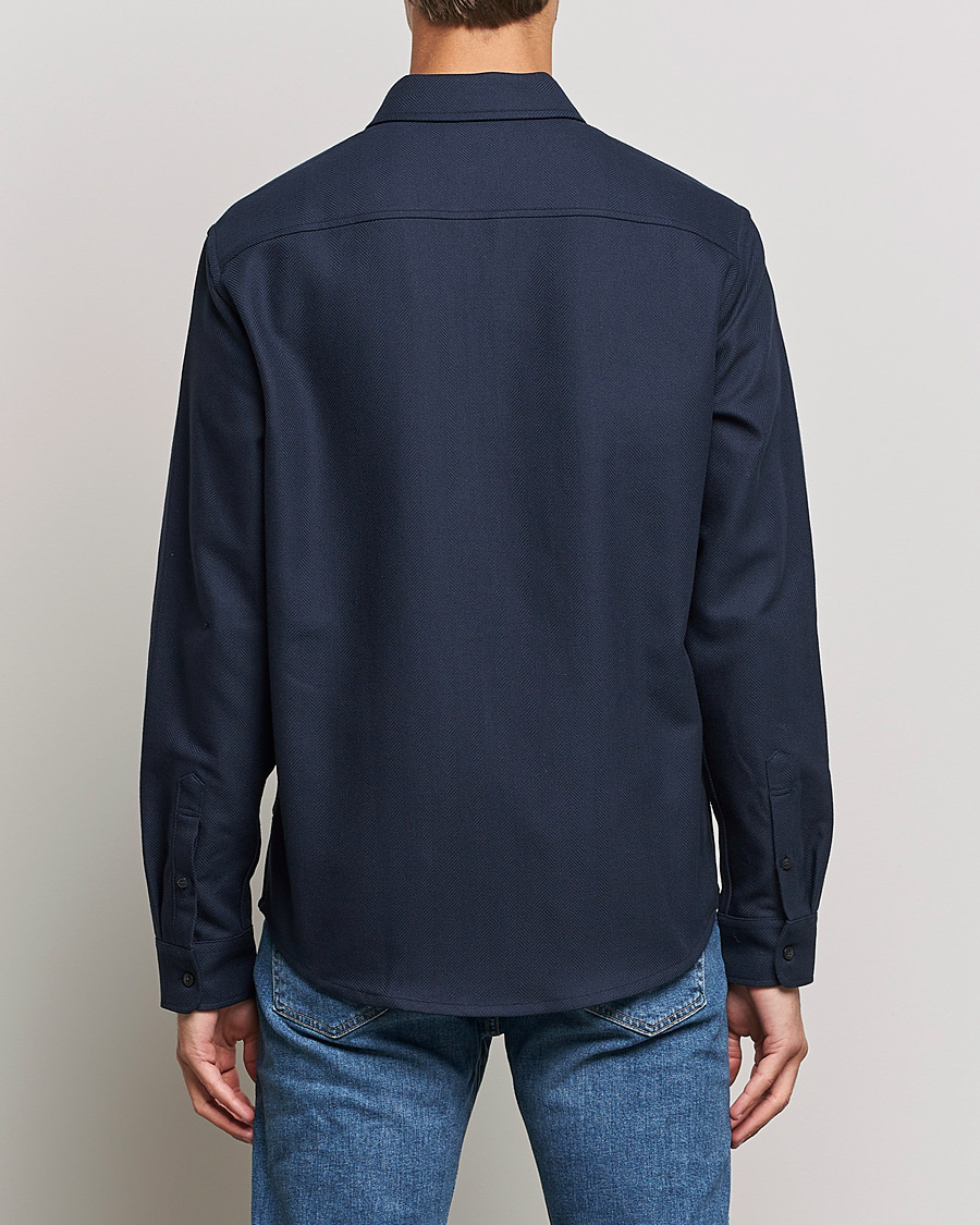 Hombres | Camisas | Tiger of Sweden | Noel P Herringbone Shirt Night Blue