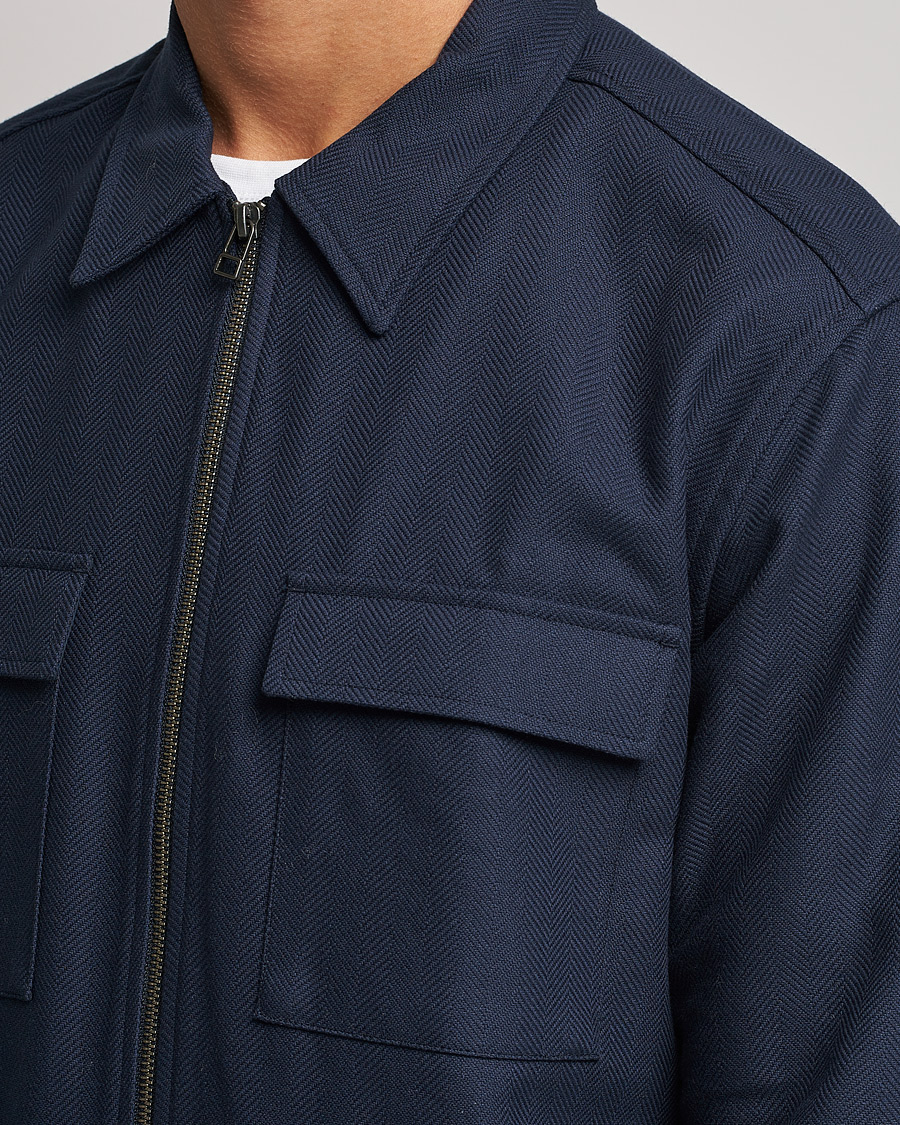 Hombres | Camisas | Tiger of Sweden | Noel P Herringbone Shirt Night Blue