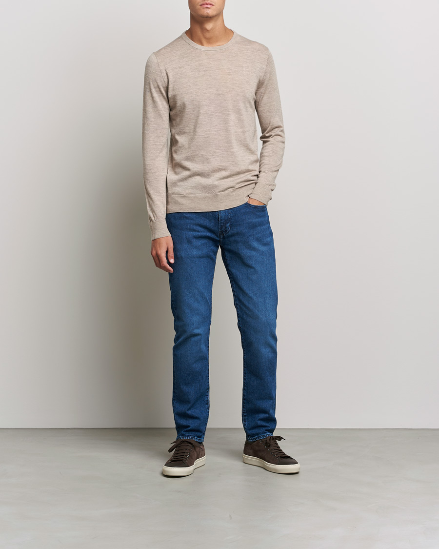 Hombres | Jerséis y prendas de punto | Tiger of Sweden | Nichols Extra Fine Merino Crew Neck Beige Melange