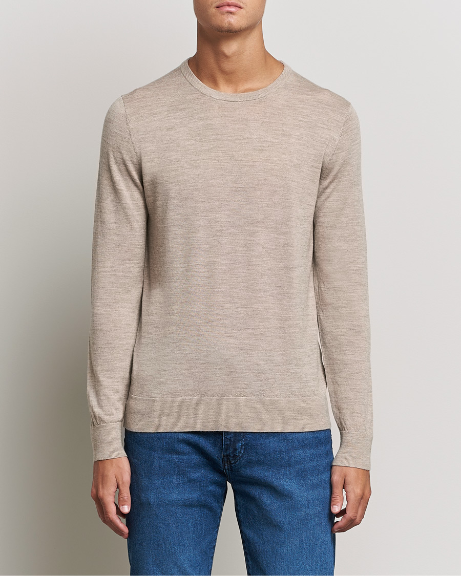 Hombres | Jerséis y prendas de punto | Tiger of Sweden | Nichols Extra Fine Merino Crew Neck Beige Melange