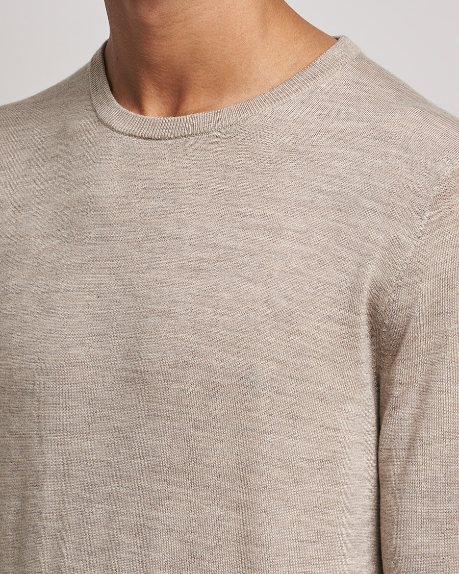 Hombres | Jerséis y prendas de punto | Tiger of Sweden | Nichols Extra Fine Merino Crew Neck Beige Melange