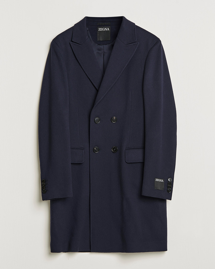 Hombres | Abrigos y chaquetas | Zegna | Double Breasted Cashmere Coat Navy
