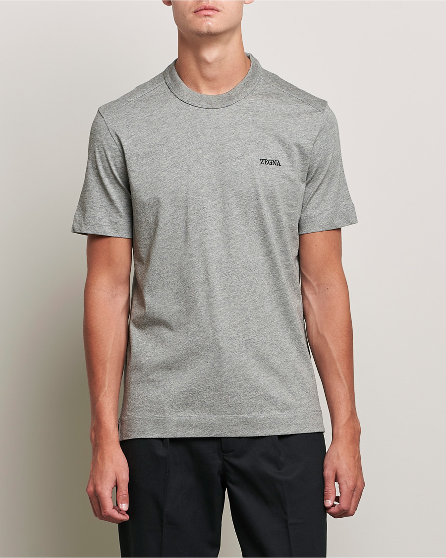 Hombres | Camisetas | Zegna | Premium Cotton T-Shirt Grey Melange