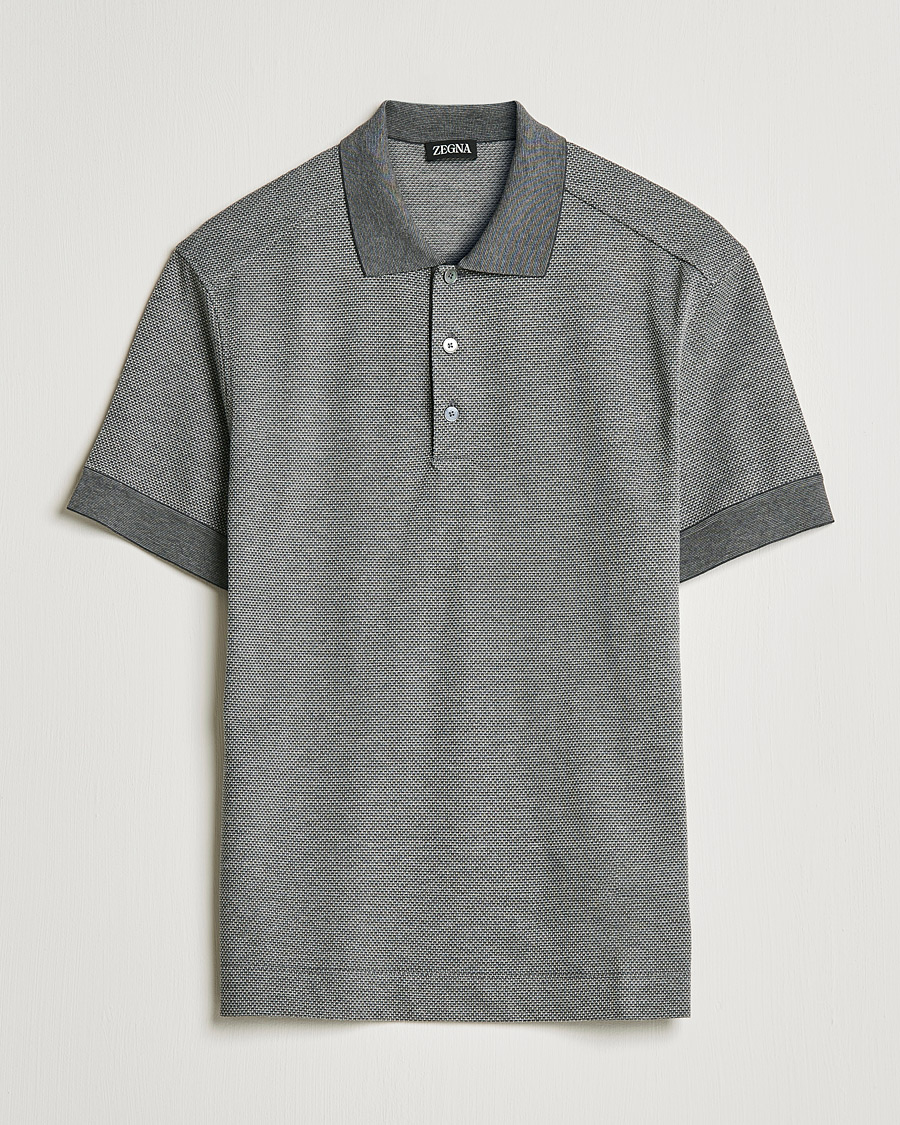 Hombres | Polos | Zegna | Cotton/Silk Short Sleeve Polo Grey