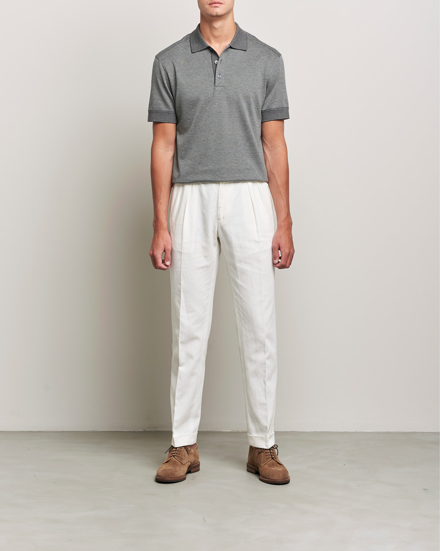 Hombres | Polos | Zegna | Cotton/Silk Short Sleeve Polo Grey