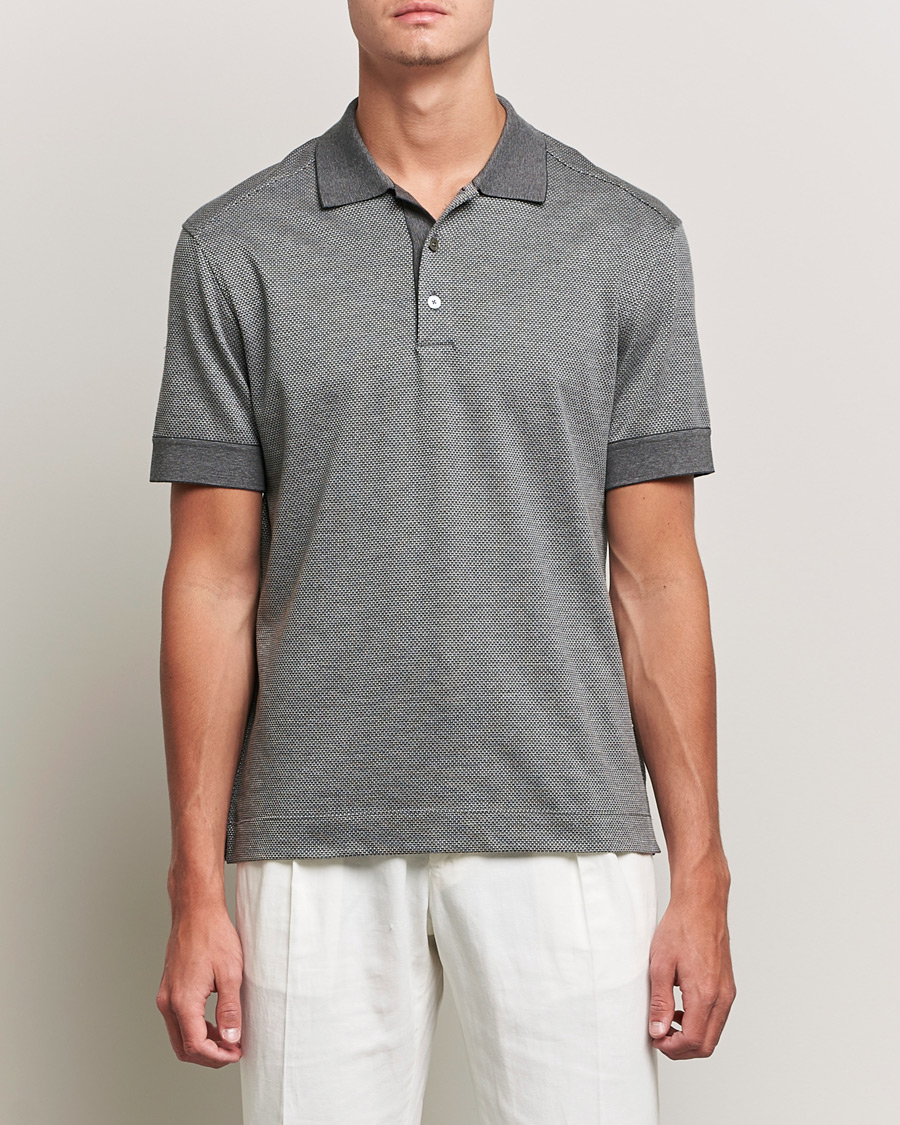 Hombres | Polos | Zegna | Cotton/Silk Short Sleeve Polo Grey